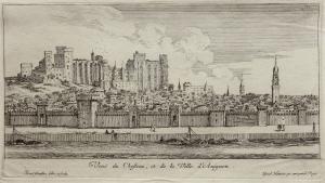 Veuë du Chasteau, et de la Ville d'Avignon.