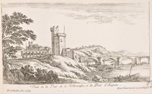 170.4 renvoi vers 9.15 Veuë de la Tour de la Villeneufue, et du Pont d'Avignon.L : 227 H : 135 
 Faucheux : 170.4  Baré : N° 423