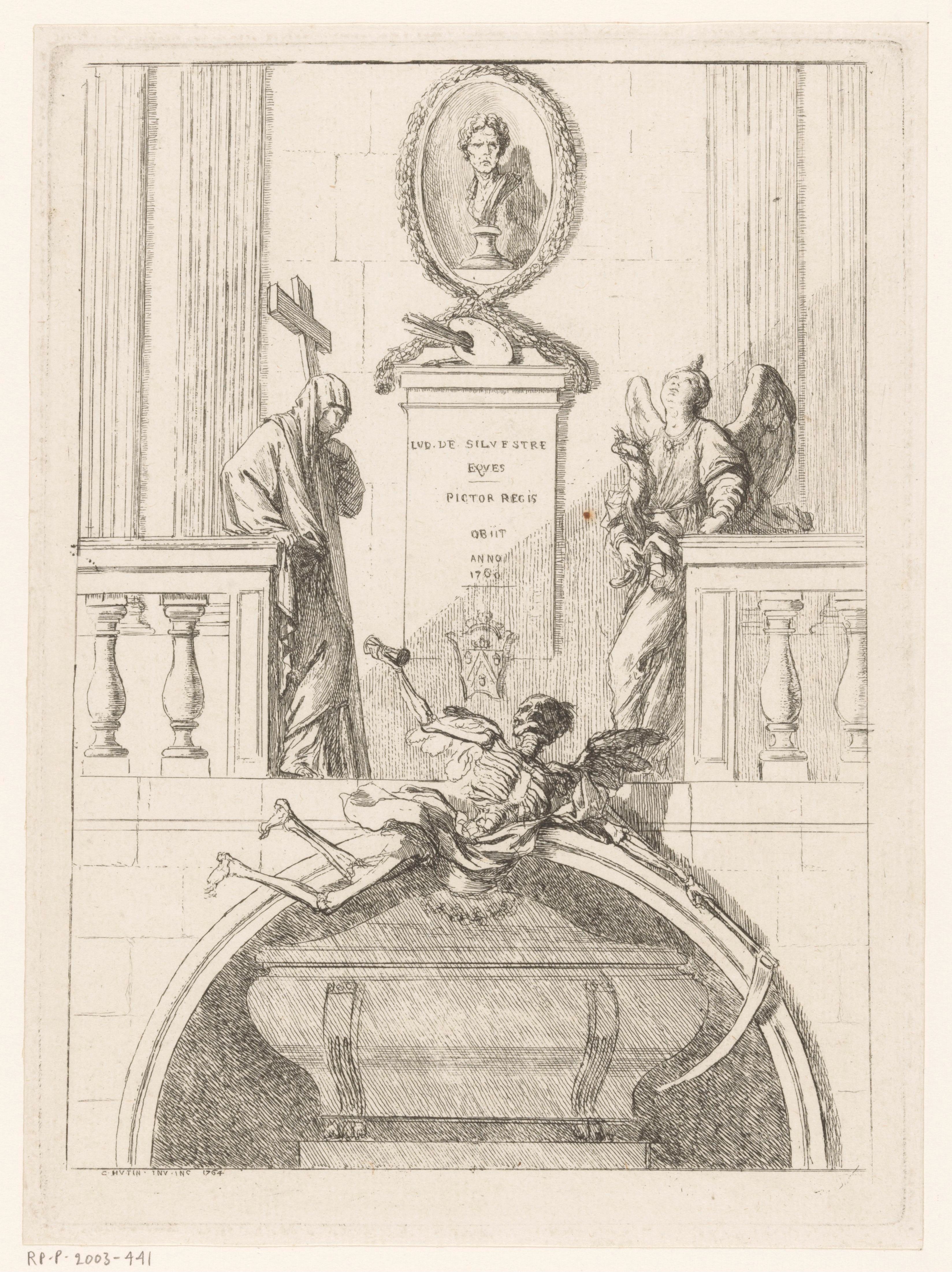 Projet de monument funéraire pour Louis de SilvestreLud. de Silvestre
Eques
Pictor Regis
Obiit
Anno
1760

C Hutin Inv. Inc. 1764


Nous ignorons s'il fut réalisé.
