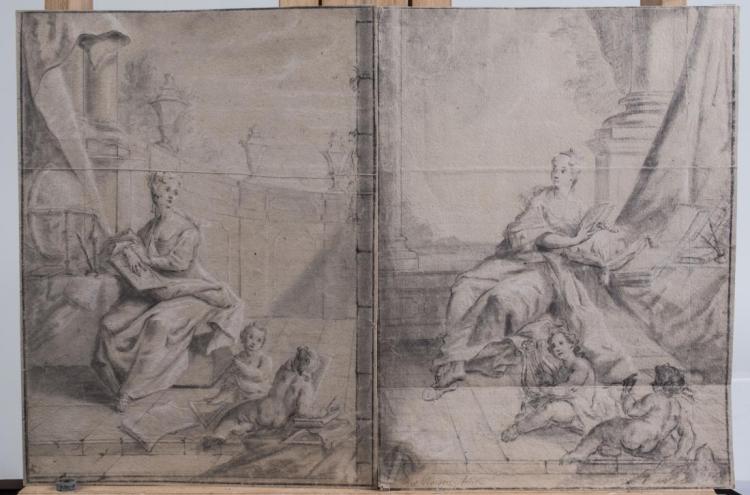 Deux études de femmes assises par Louis de Silvestre