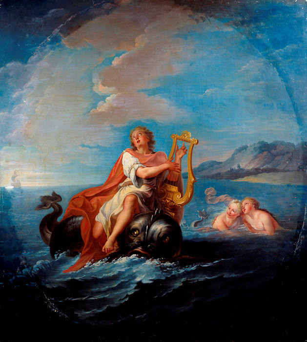Arion assis sur un dauphin jouant de la lyre par Louis de Silvestre