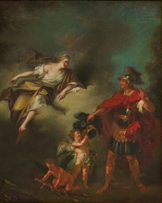 Énée recevant de vénus, sa mère, une armure forgée par Vulcain par Louis de Silvestre