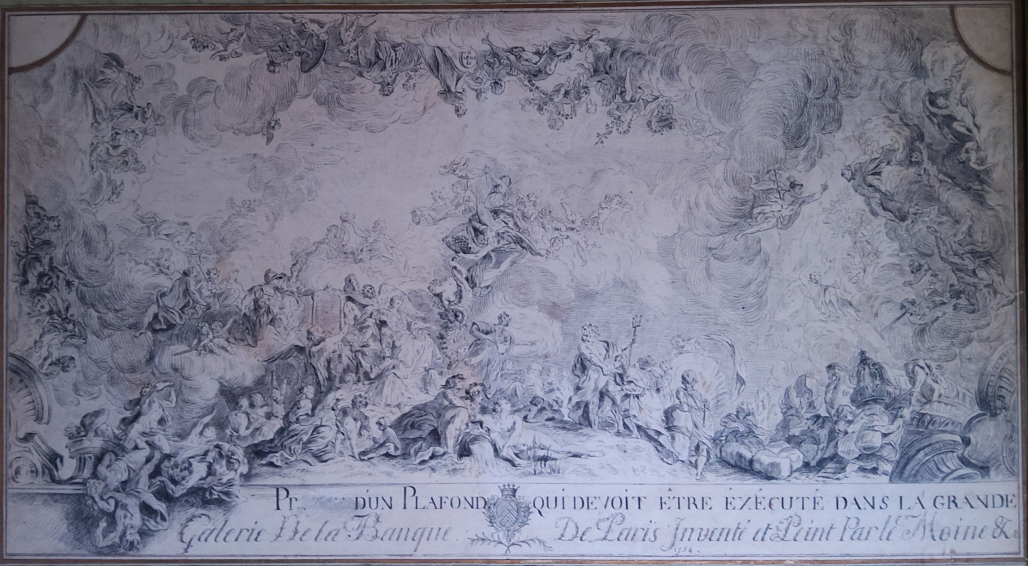 Nicolas-Charles Silvestre : Projet d'un Plafond qui devoit estre executé dans la grande Galerie de la Banque de Paris Inventé et peint par le Moyne  1754