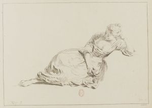 Femme assise à terre accoudée et tournée vers la gaucheNicolas-Charles de Silvestre