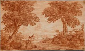 Paysage avec une route bordée d'arbresNicolas-Charles de Silvestre