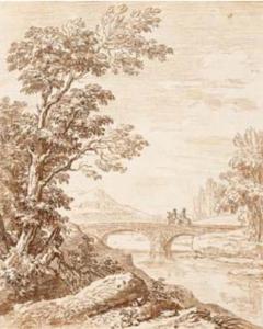Voyageurs sur un pontNicolas-Charles de Silvestre