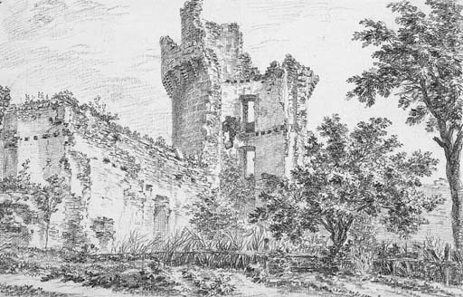 Nicolas-Charles Silvestre : Ruines d'un château avec une tour