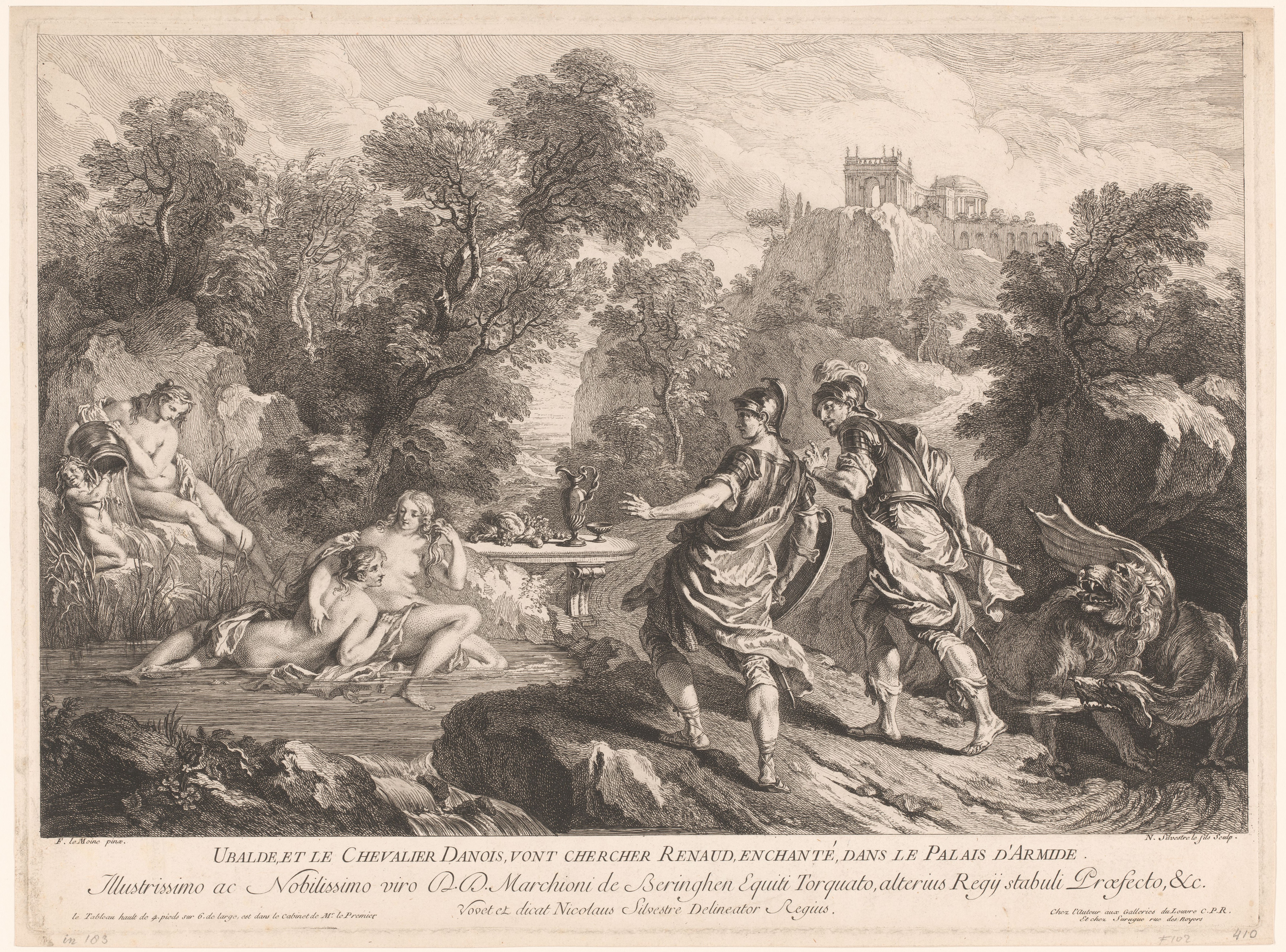 Nicolas-Charles Silvestre : Ubalde et le chevalier danois, vont chercher Renaud, enchanté dans le palais d'Armide