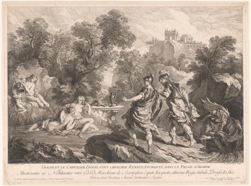 Ubalde et le chevalier danois, vont chercher Renaud, enchanté dans le palais d'ArmideNicolas-Charles de Silvestre