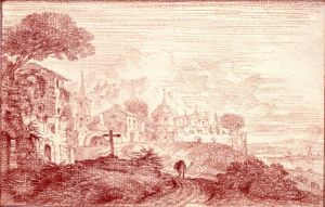 Village avec une croixNicolas-Charles de Silvestre