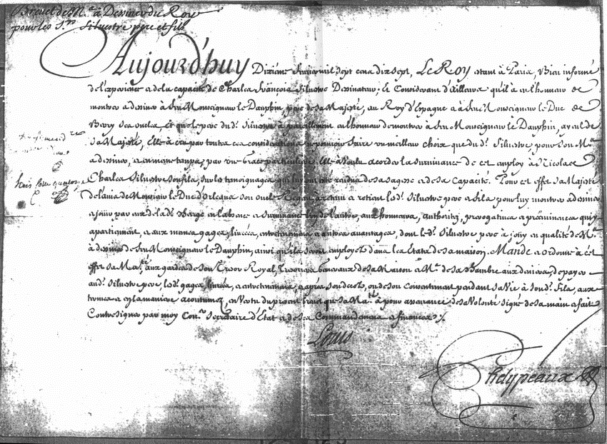 Brevet de Maître à dessiner du Roy pour François et Nicolas-Charles Silvestre - Document 1