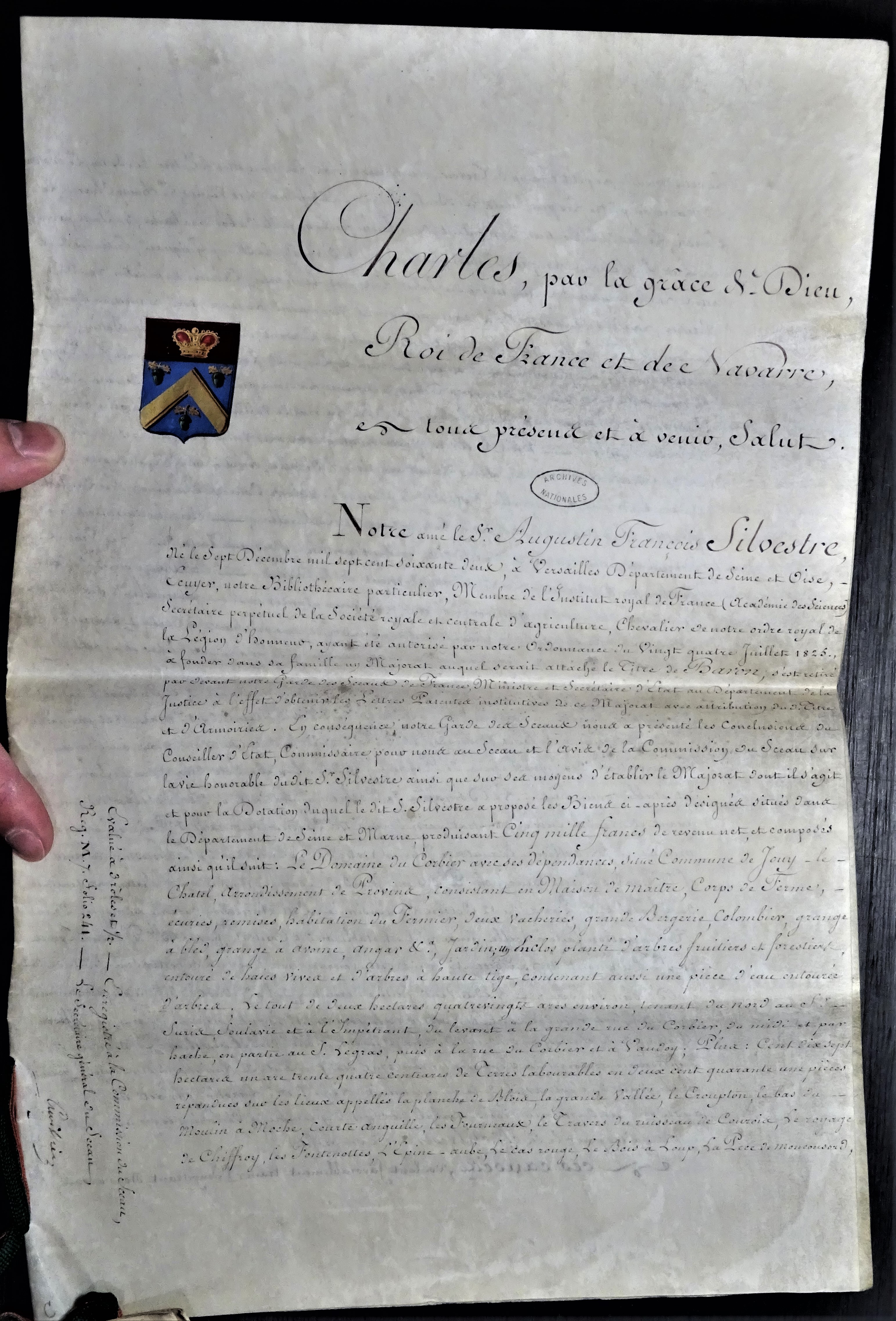  Titre de Baron décerné à Augustin-François de Silvestre et majorat du Corbier - Page 1