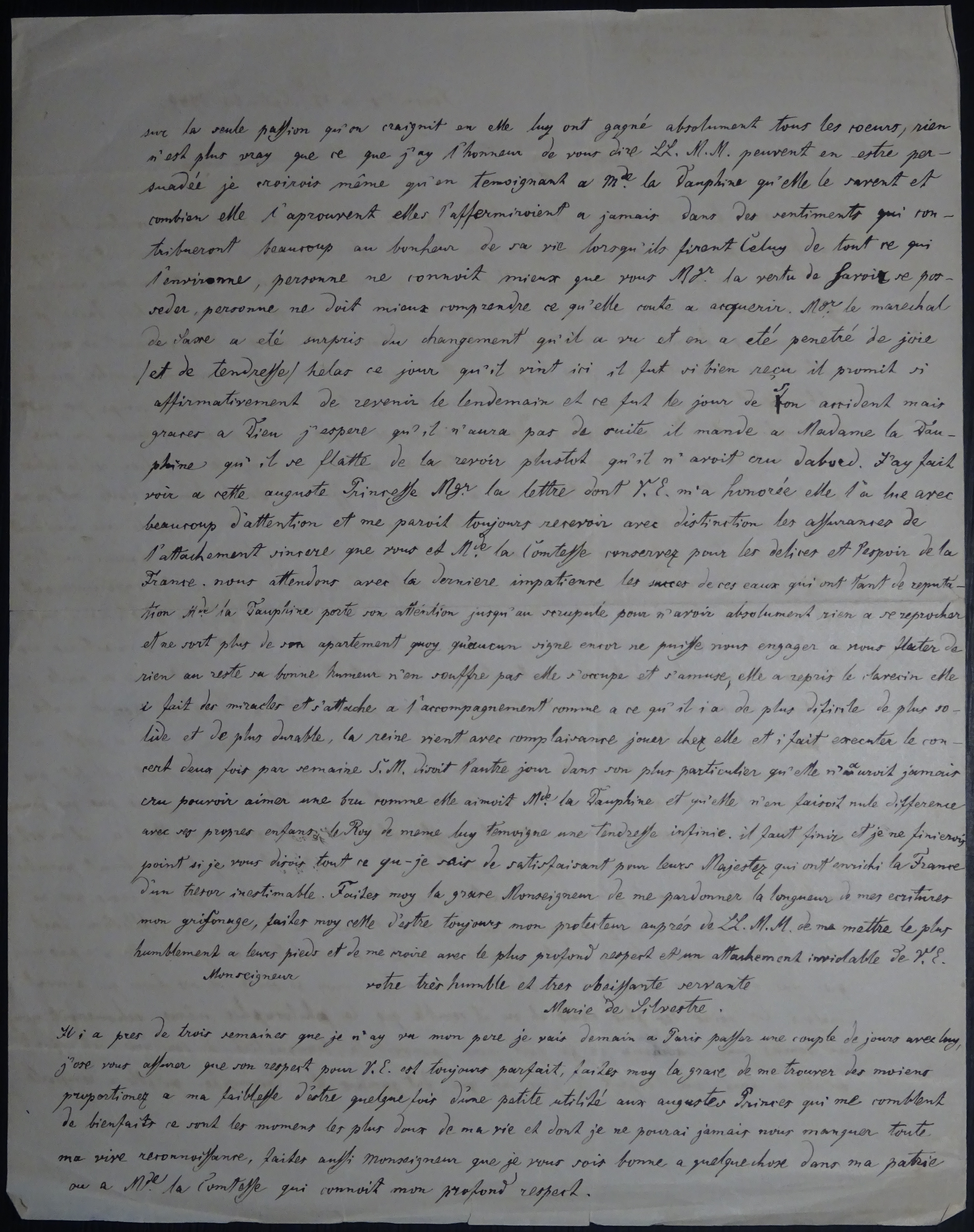  Lettre de Marie-Maximilienne de Silvestre au comte de Wackerbarth - Page 2