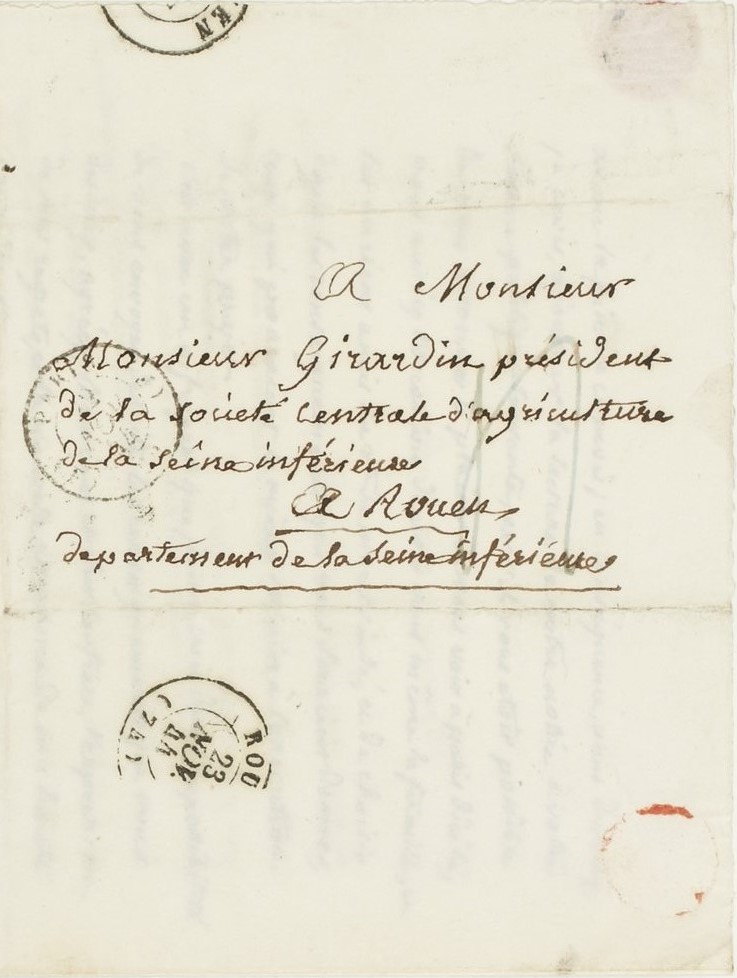  Lettre de Augustin-François de Silvestre à Jean Girardin - Adresse