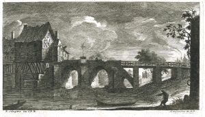 Moulin à eau et son pont par Charles-François Silvestre
